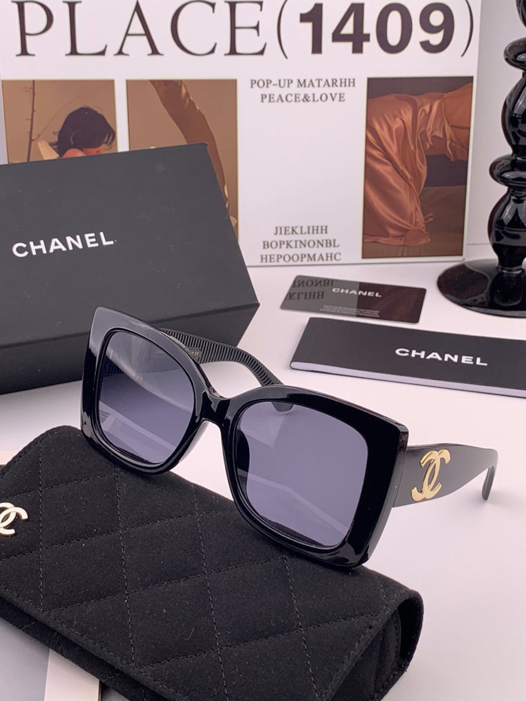 Chanel CH17005 Oversized Black Lens Sunglasses for Men & Women - detail image 2
