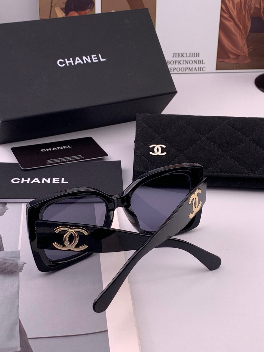 Chanel CH17005 Oversized Black Lens Sunglasses for Men & Women - detail image 7