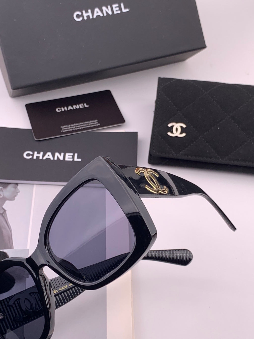 Chanel CH17005 Oversized Black Lens Sunglasses for Men & Women - detail image 3