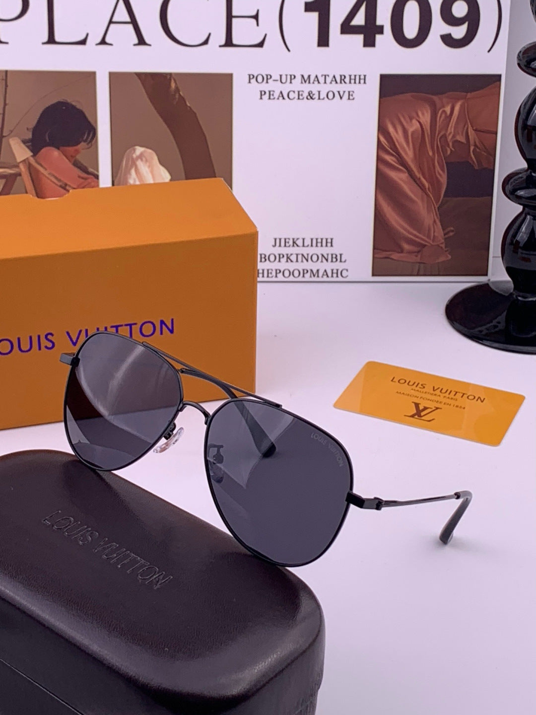 Louis Vuitton L5338 Polarized Aviator Blue Lens Sunglasses for Men & Women - detail image 2