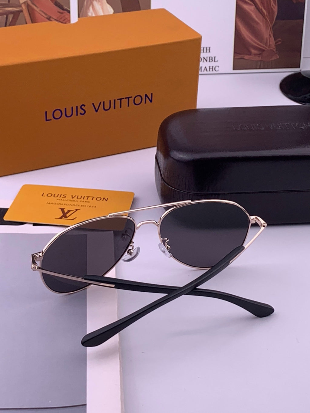 Louis Vuitton L8333 Polarized Aviator Black Lens Sunglasses for Men & - 493189 - detail image 7