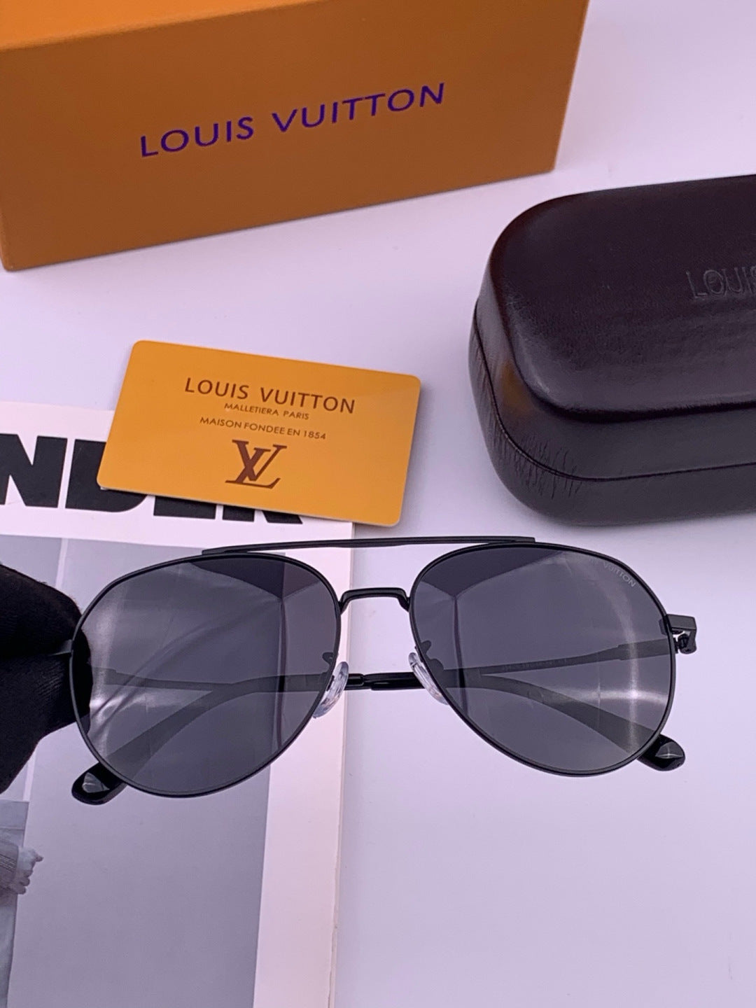 Louis Vuitton L5342 Polarized Aviator Black Lens Sunglasses for Men & Women