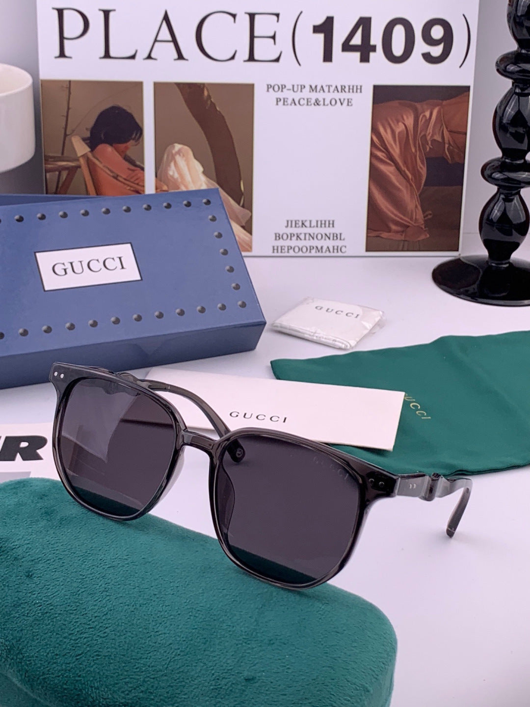 Gucci G0613 Polarized Square Black Lens Sunglasses for Women - detail image 4