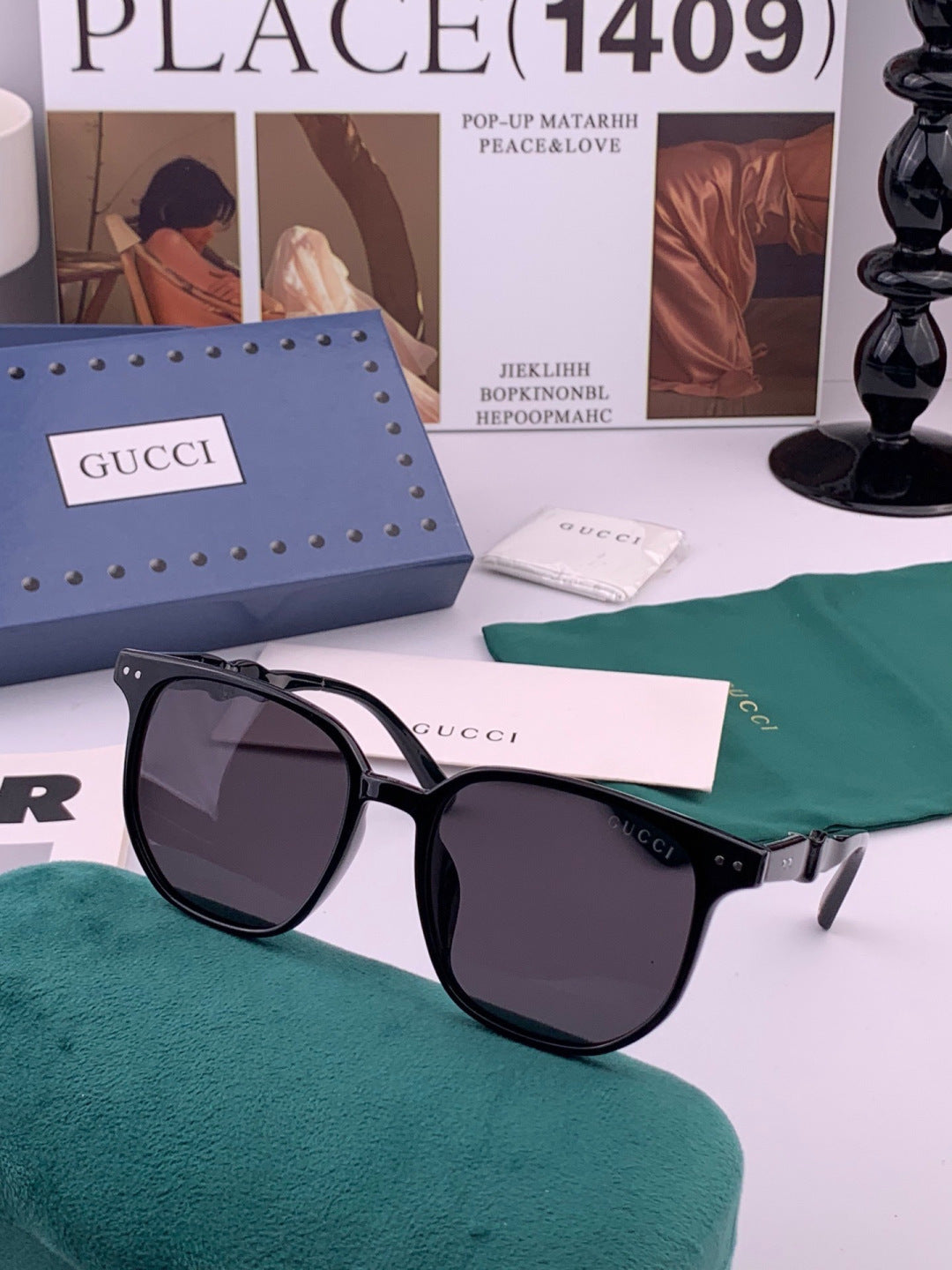 Gucci G0613 Polarized Square Black Lens Sunglasses for Women - detail image 3