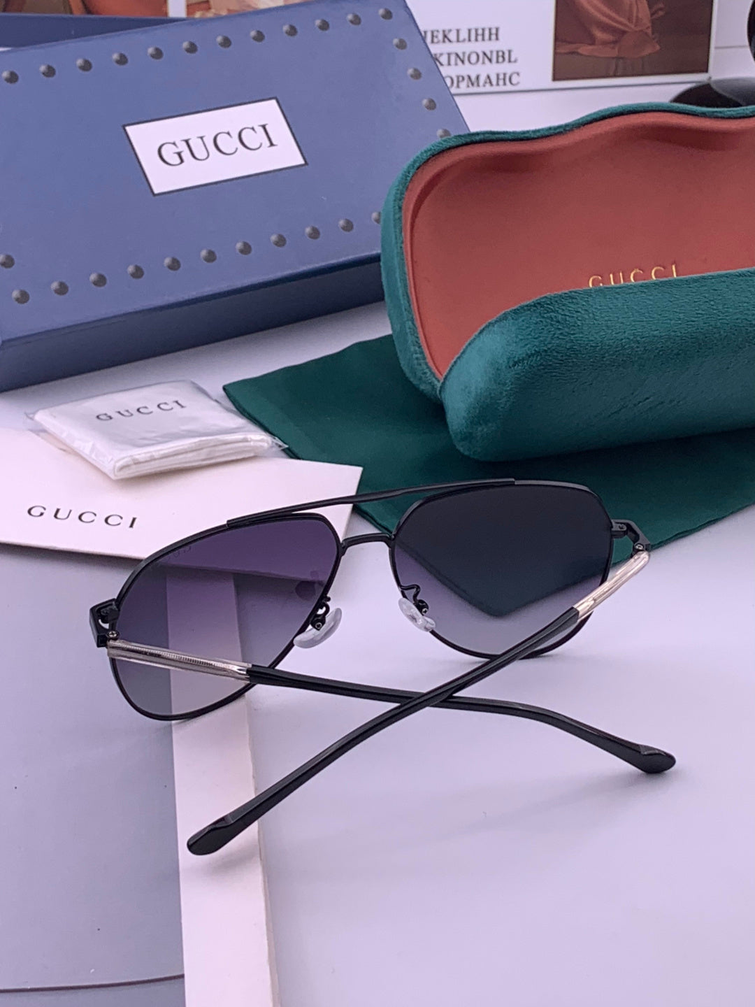 Gucci 5327 Polarized Aviator Gold Lens Sunglasses for Men & Women - 493435 - detail image 7