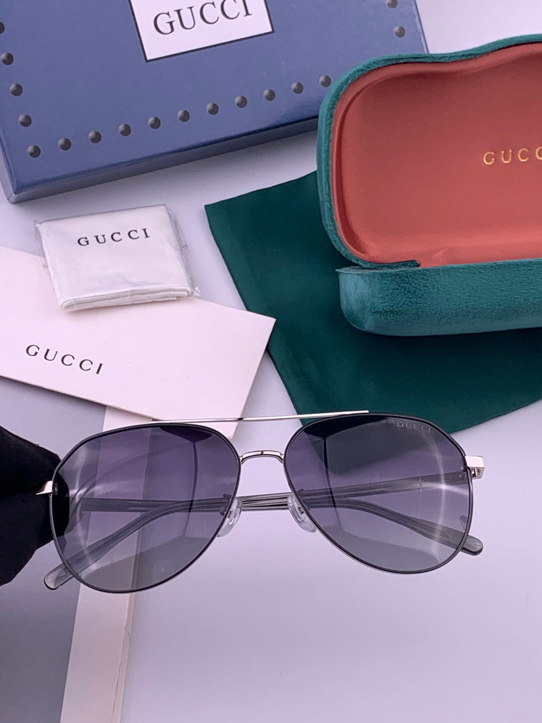 Gucci 5327 Polarized Aviator Gold Lens Sunglasses for Men & Women