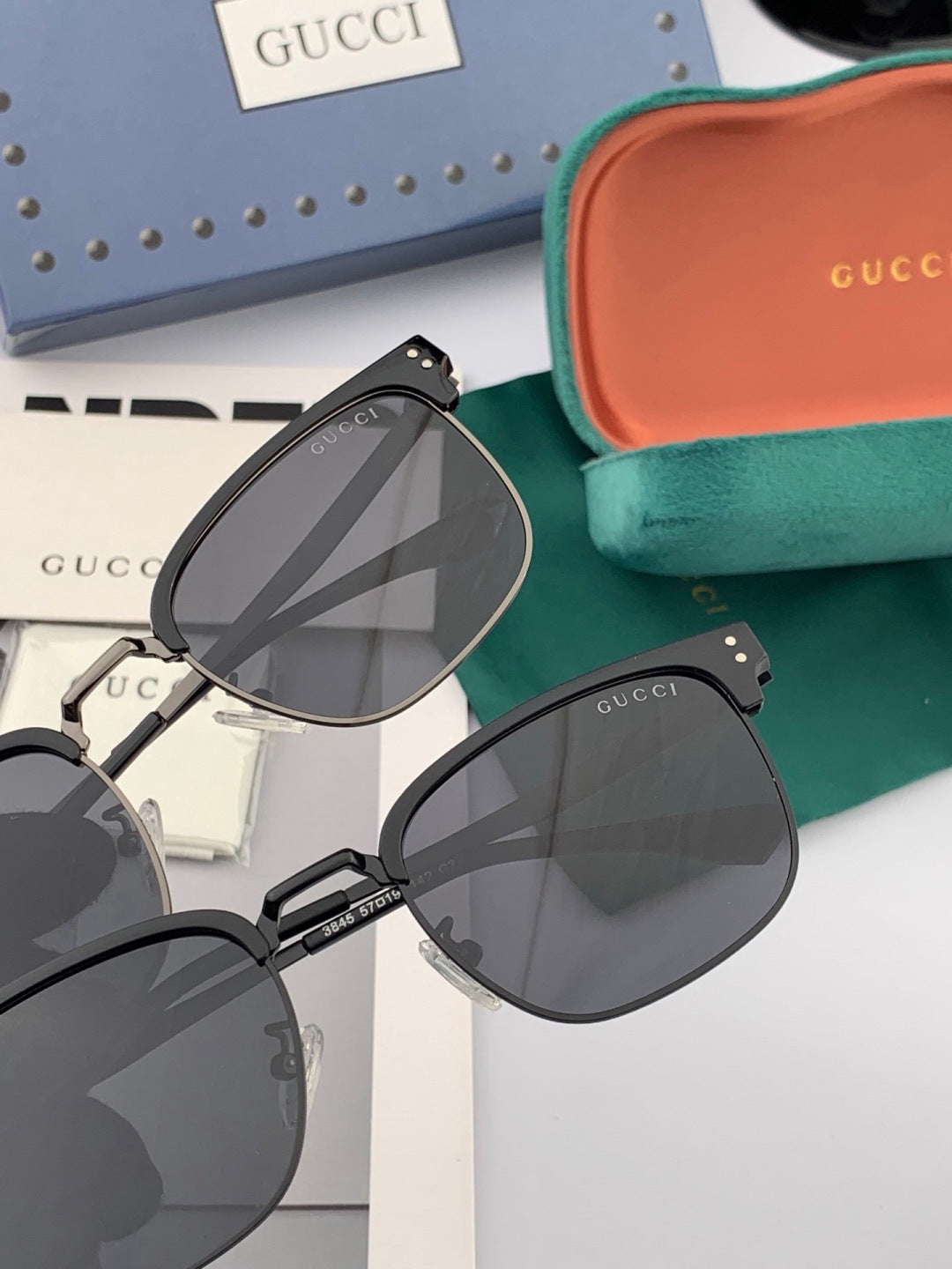 Gucci G5384 Polarized Square Black Lens Sunglasses for Women - detail image 5