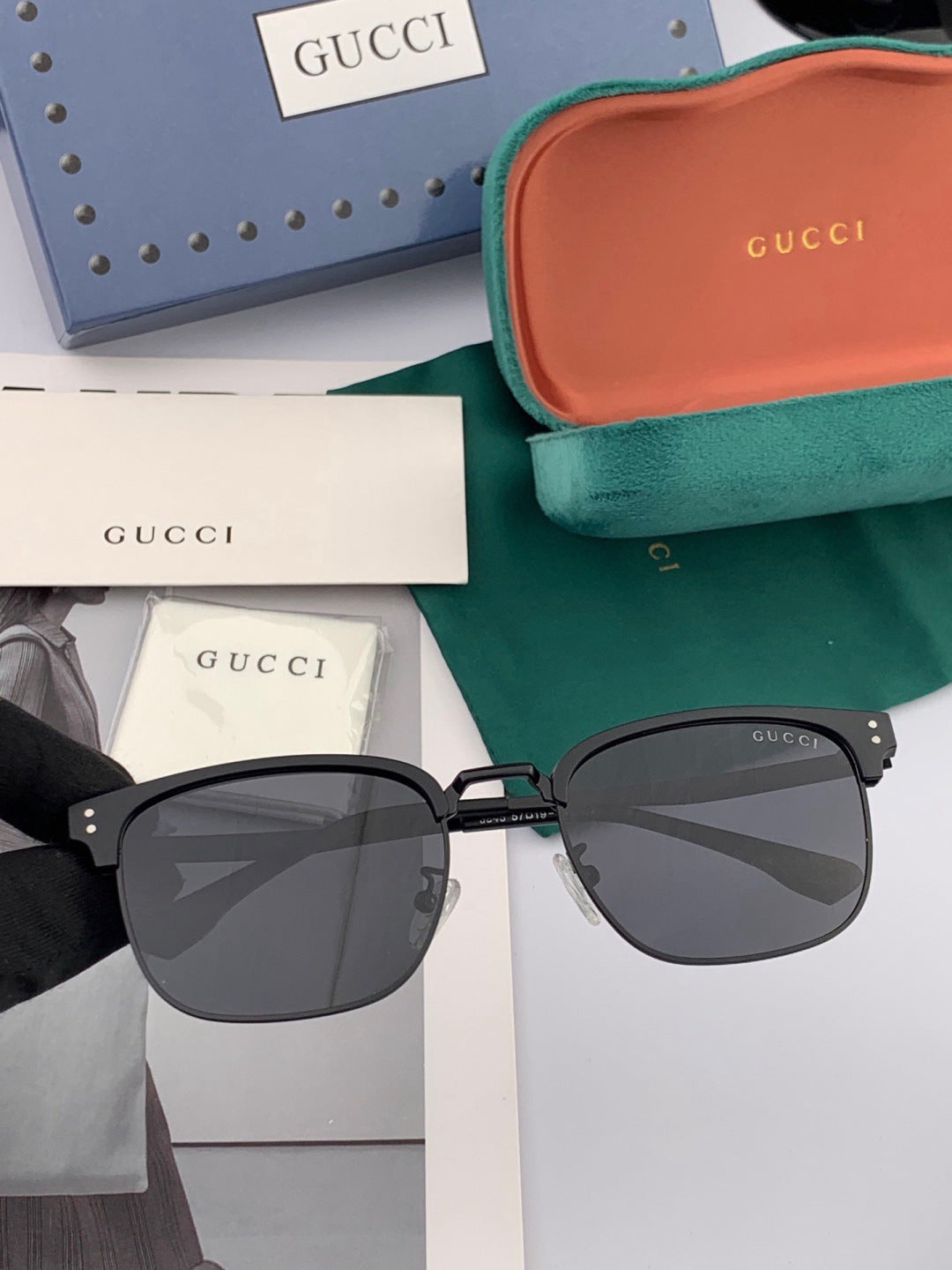 Gucci G5384 Polarized Square Black Lens Sunglasses for Women