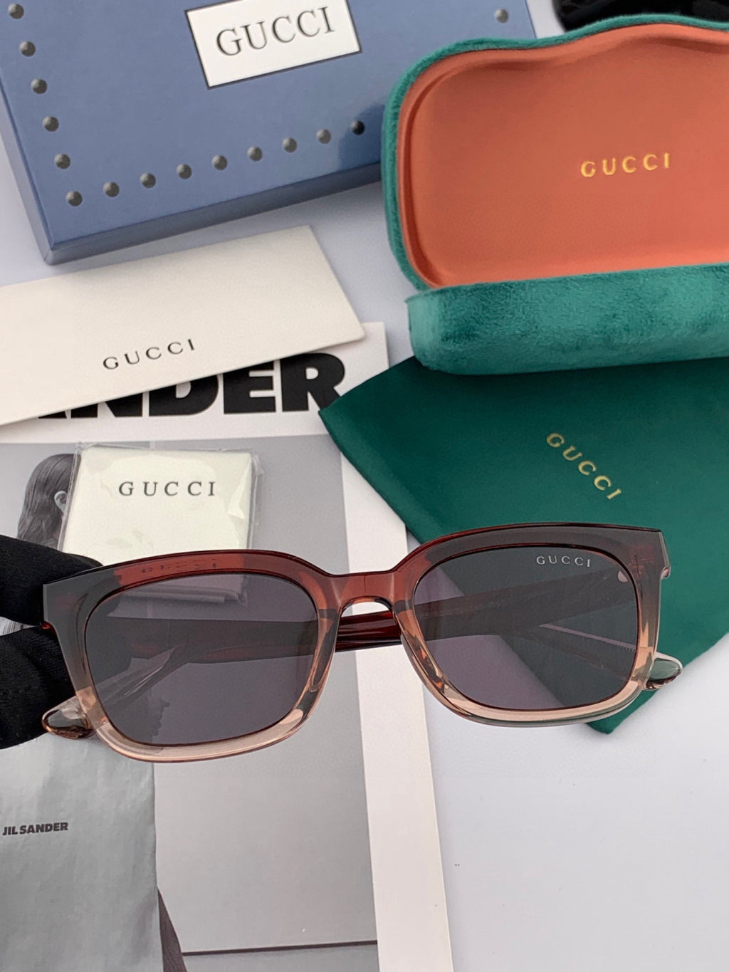 Gucci G5108 Polarized Square Black Lens Sunglasses for Women - detail image 3