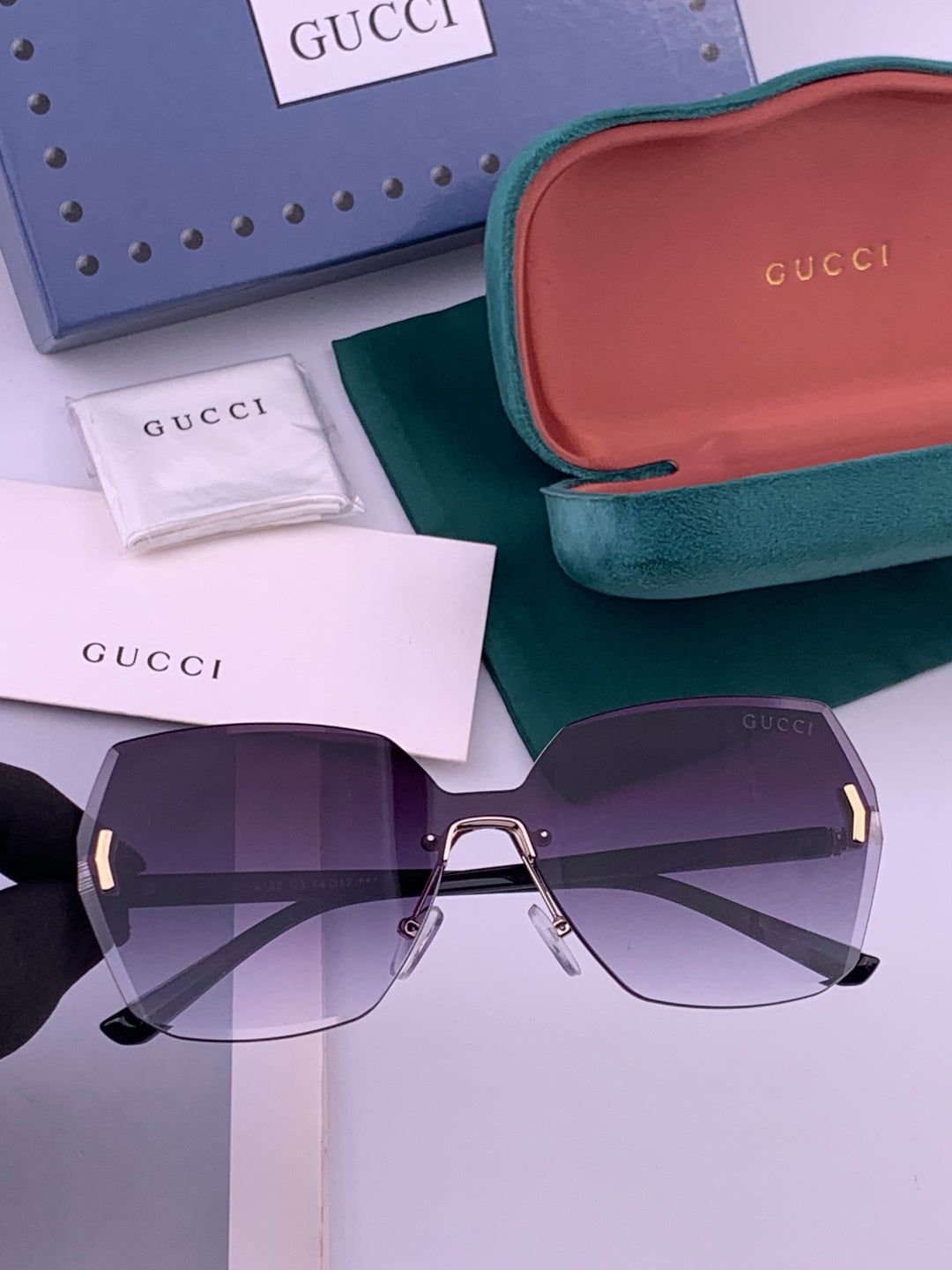 Gucci G8212 Polarized Rimless Black Lens Sunglasses for Men & Women - 493241