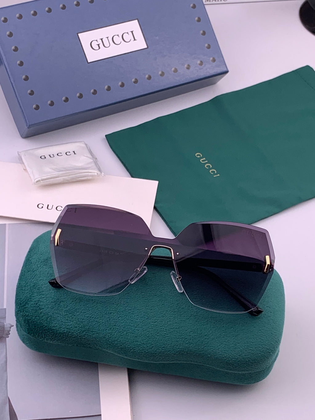 Gucci G8212 Polarized Rimless Black Lens Sunglasses for Men & Women - 493241 - detail image 6