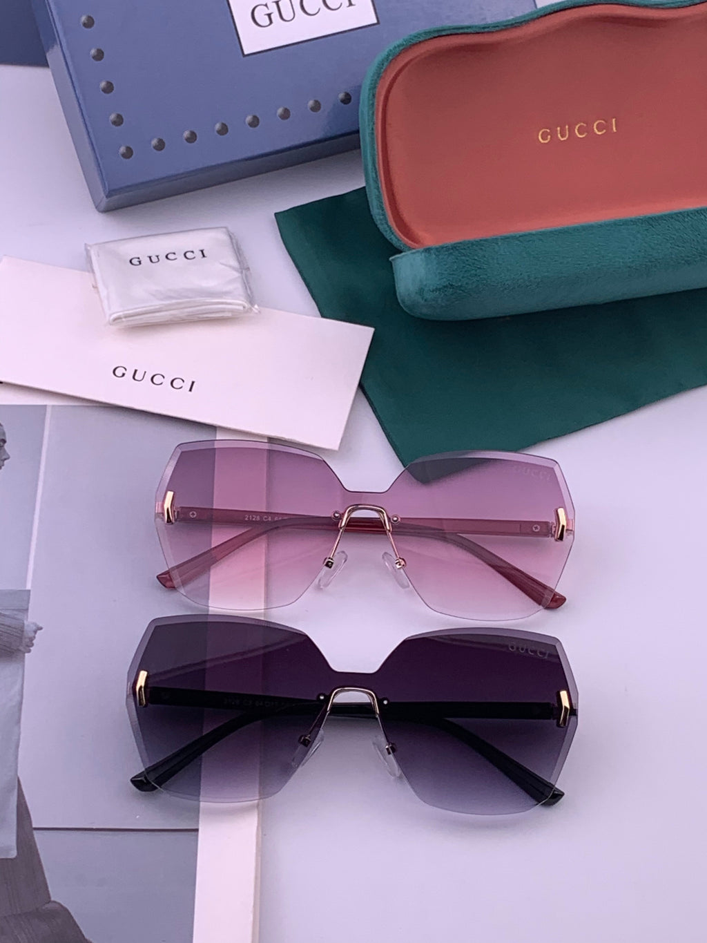 Gucci G8212 Polarized Rimless Black Lens Sunglasses for Men & Women - 493241 - detail image 7