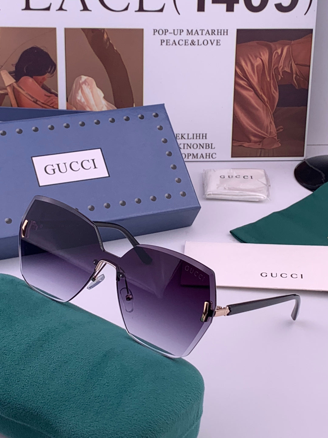 Gucci G8212 Polarized Rimless Black Lens Sunglasses for Men & Women - 493241 - detail image 2