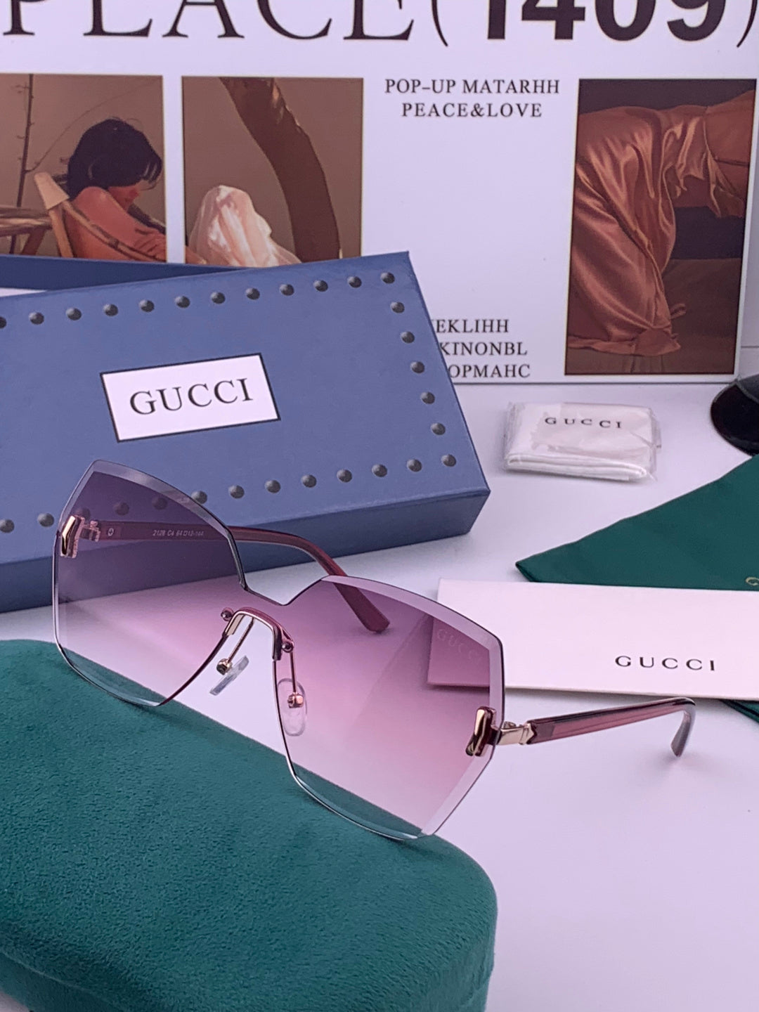 Gucci G8212 Polarized Rimless Black Lens Sunglasses for Men & Women - detail image 2
