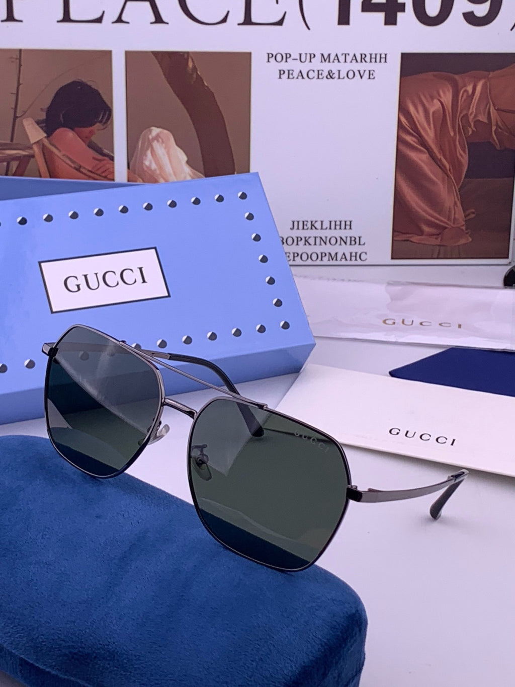 Gucci 0863 Polarized Aviator Gold Lens Sunglasses for Men & Women - 493245 - detail image 2