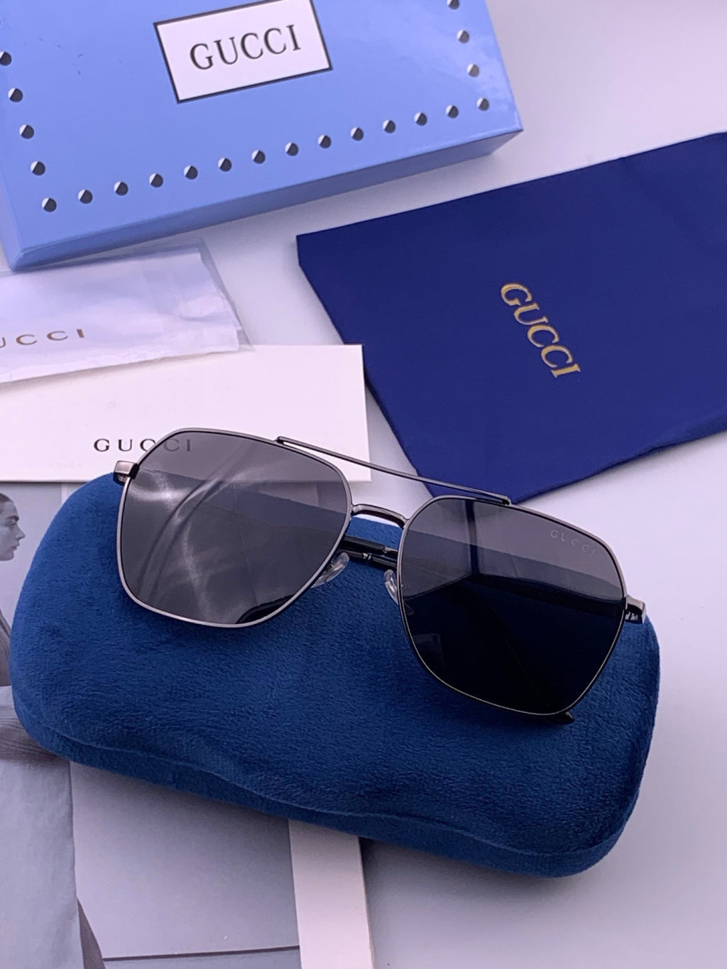 Gucci 0863 Polarized Aviator Gold Lens Sunglasses for Men & Women - detail image 4