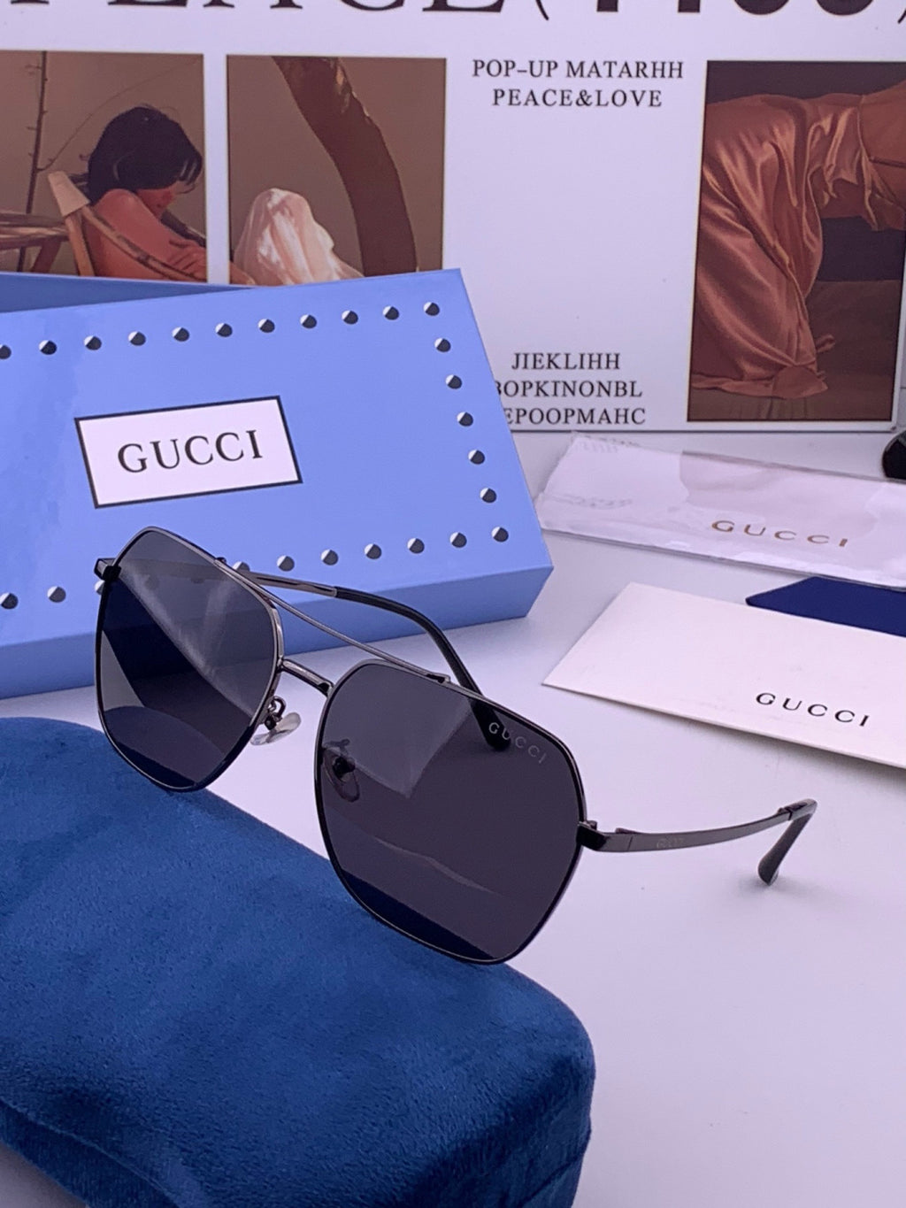 Gucci 0863 Polarized Aviator Gold Lens Sunglasses for Men & Women - detail image 2