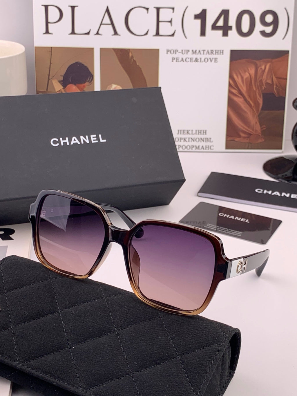 Chanel CH2787 Polarized Square Gold Lens Sunglasses for Women - detail image 3