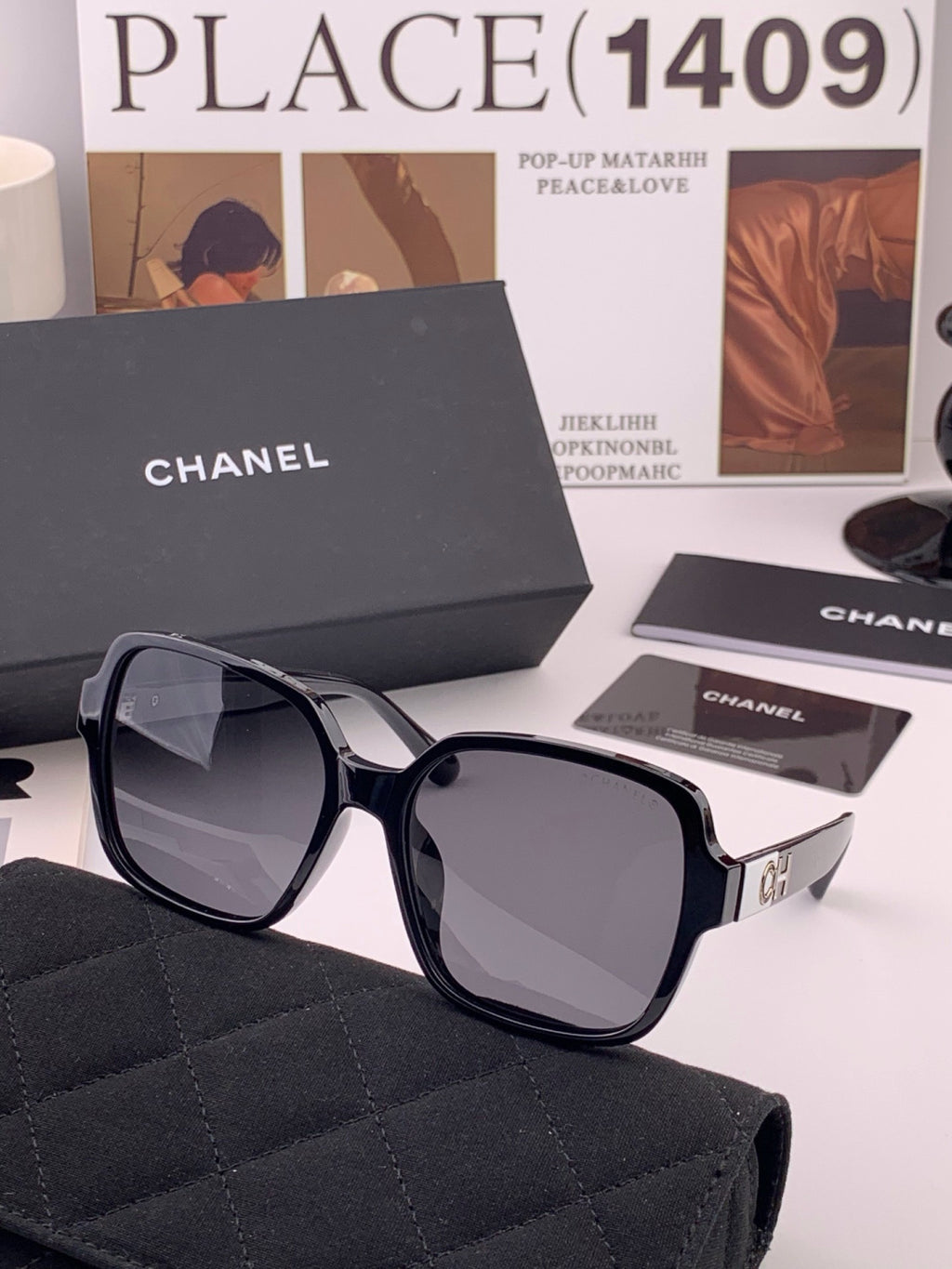 Chanel CH2787 Polarized Square Gold Lens Sunglasses for Women - detail image 4