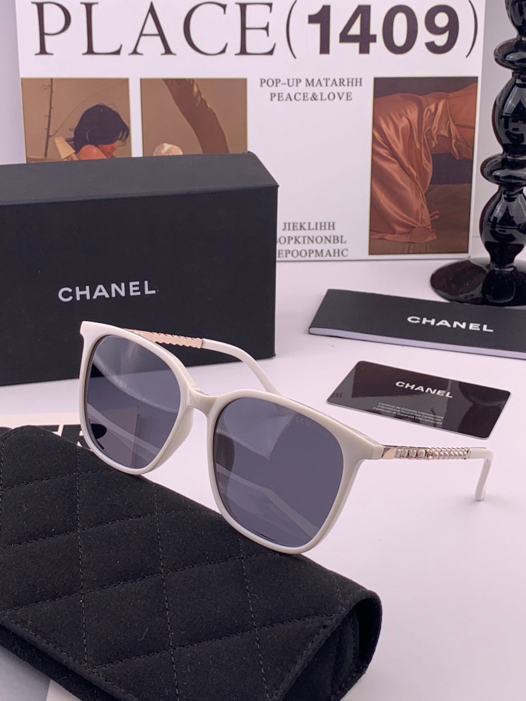 Chanel CH2753 Metal Square Gold Lens Sunglasses for Men & Women - detail image 3