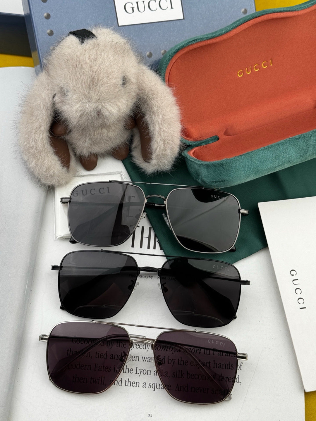 Gucci G4203 Polarized Aviator Gold Lens Sunglasses for Men & Women - detail image 7