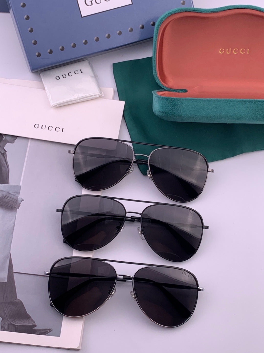 Gucci G3863 Polarized Aviator Black Lens Sunglasses for Men & Women - detail image 8