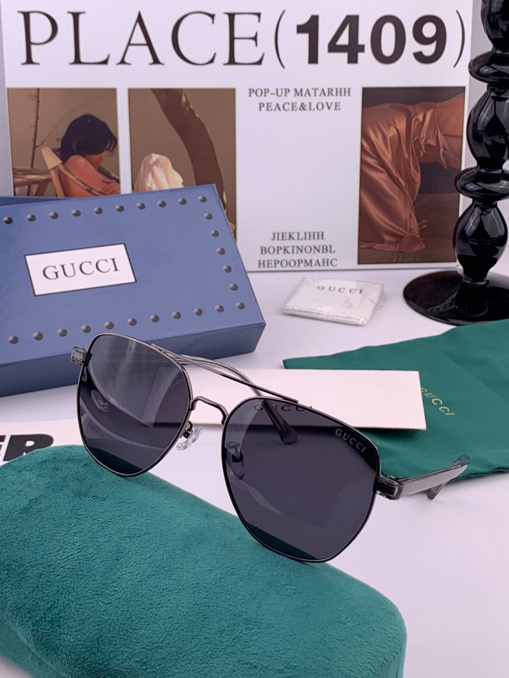 Gucci G9325 Polarized Aviator Black Lens Sunglasses for Men & Women - 493254 - detail image 3