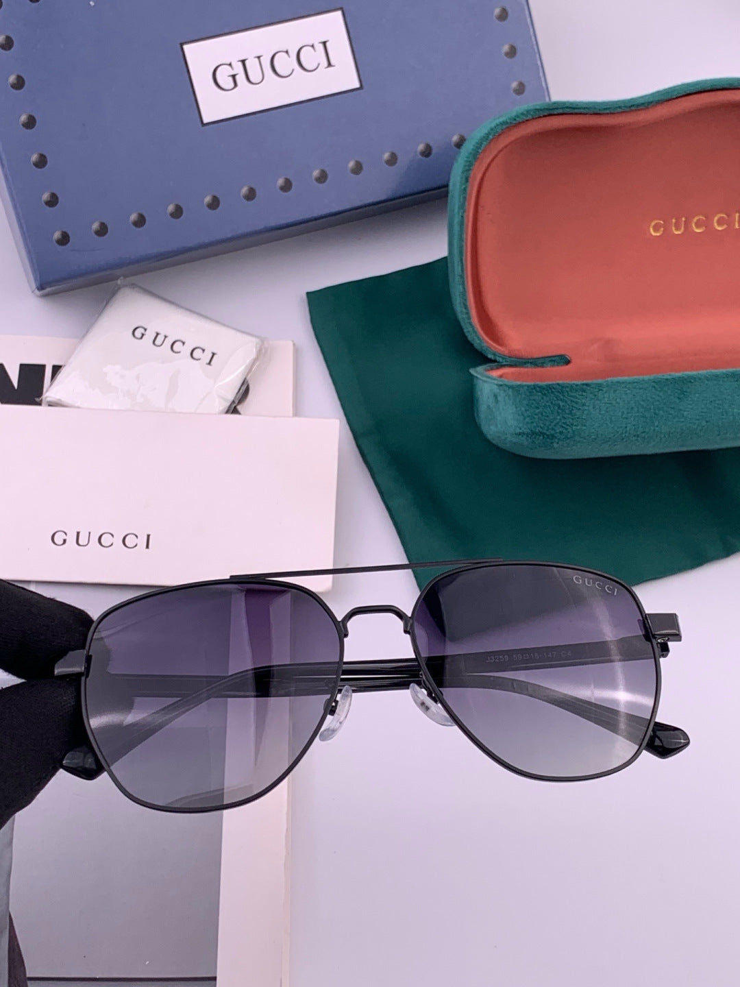 Gucci G9325 Polarized Aviator Black Lens Sunglasses for Men & Women - 493254