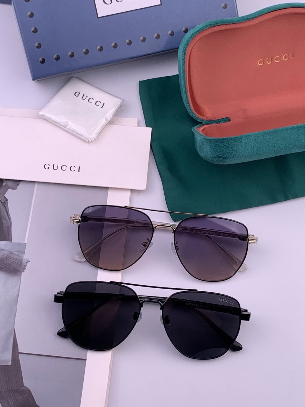 Gucci G9325 Polarized Aviator Black Lens Sunglasses for Men & Women - detail image 5