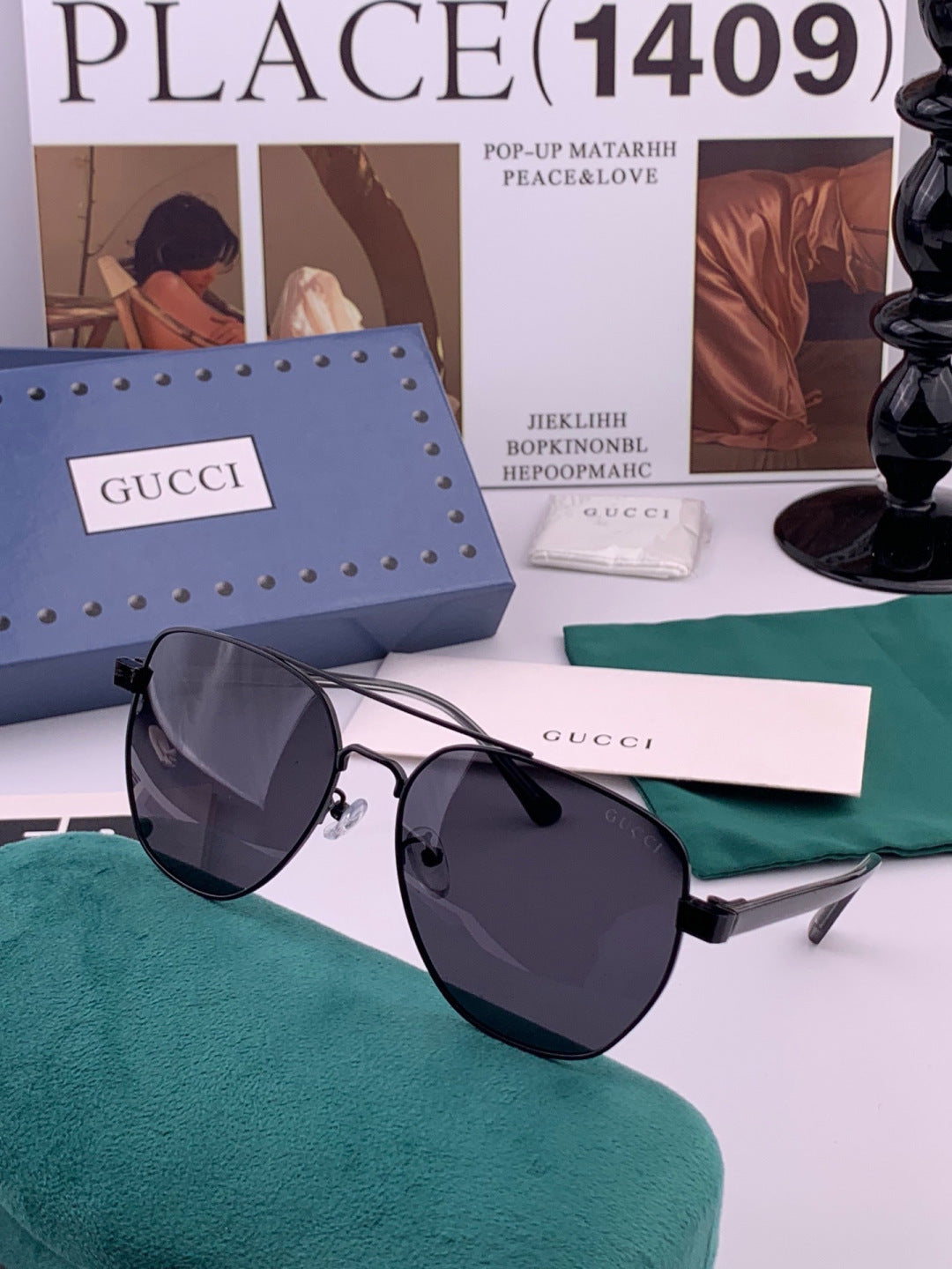 Gucci G9325 Polarized Aviator Black Lens Sunglasses for Men & Women - detail image 2