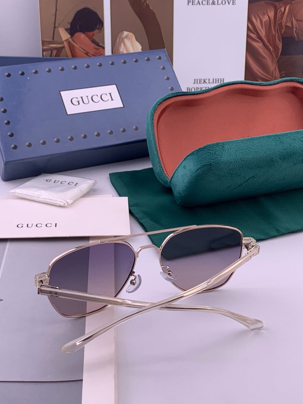 Gucci G9325 Polarized Aviator Black Lens Sunglasses for Men & Women - detail image 4