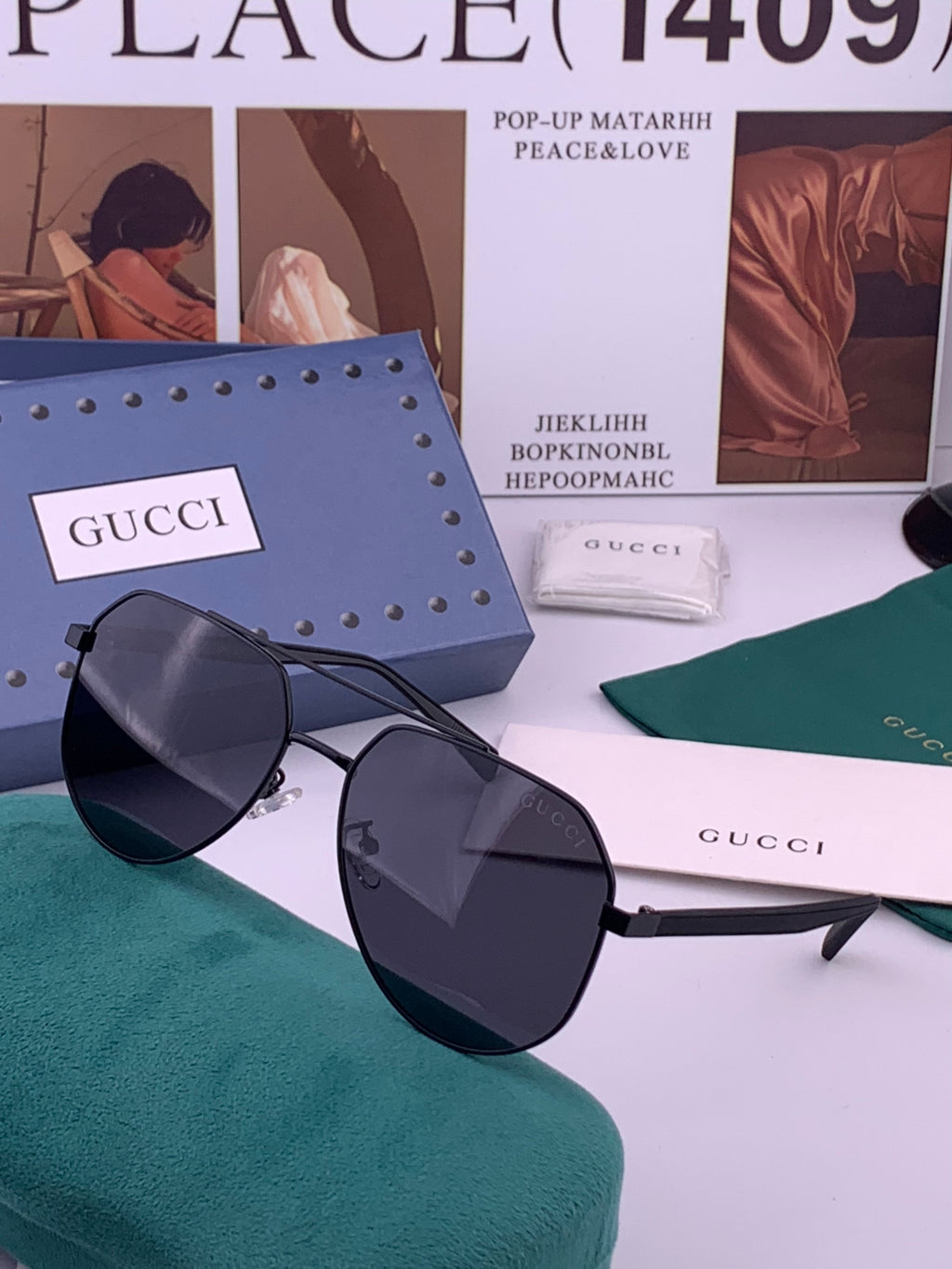 Gucci G5381 Polarized Aviator Gold Lens Sunglasses for Men & Women - 493256