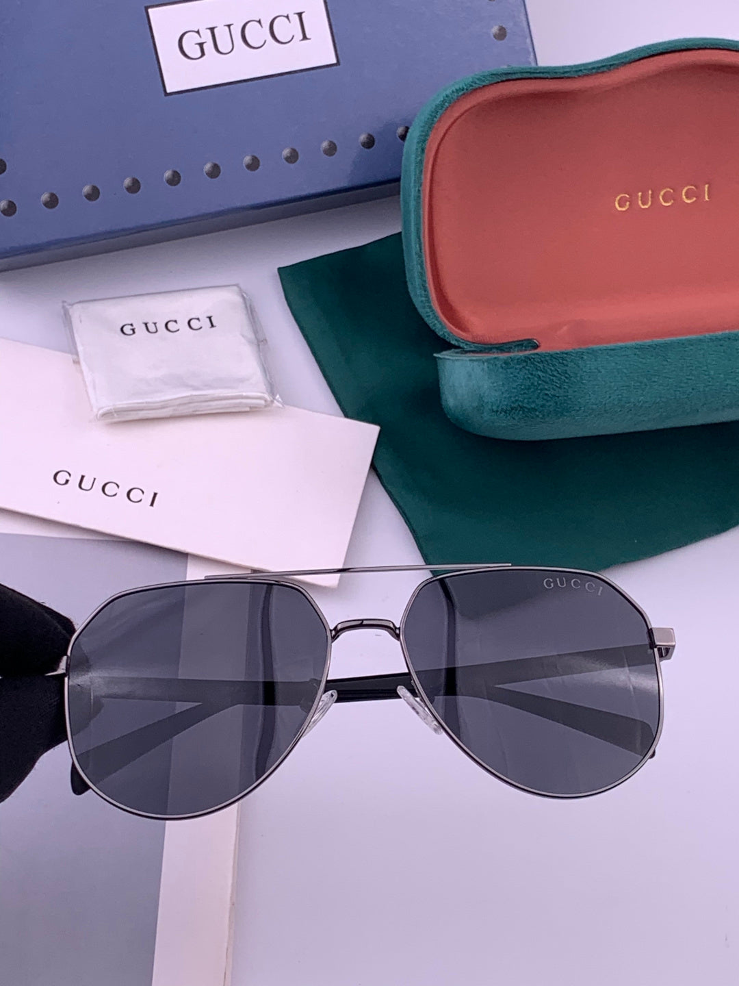 Gucci G5381 Polarized Aviator Gold Lens Sunglasses for Men & Women