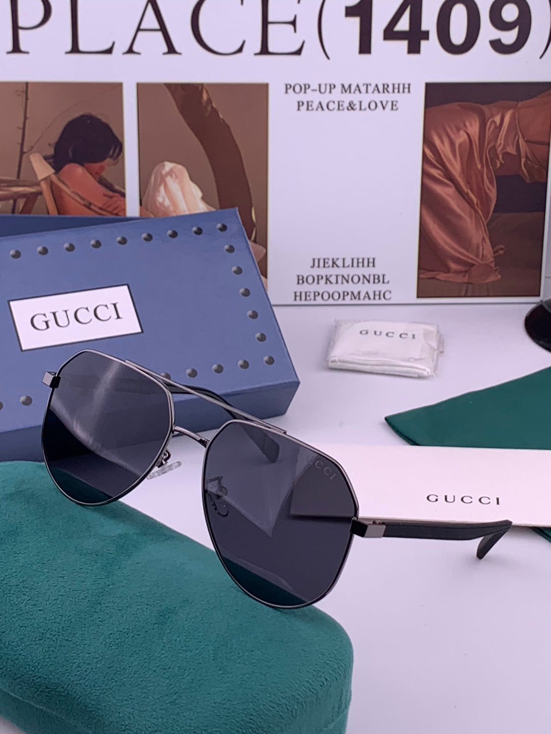 Gucci G5381 Polarized Aviator Gold Lens Sunglasses for Men & Women - detail image 2