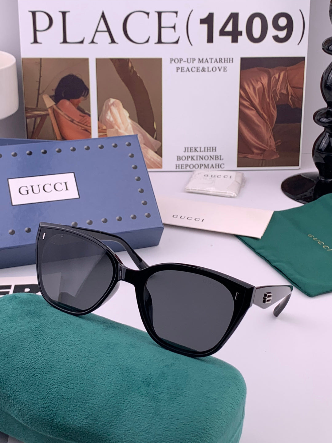 Gucci G9761 Polarized Square Black Lens Sunglasses for Men & Women
