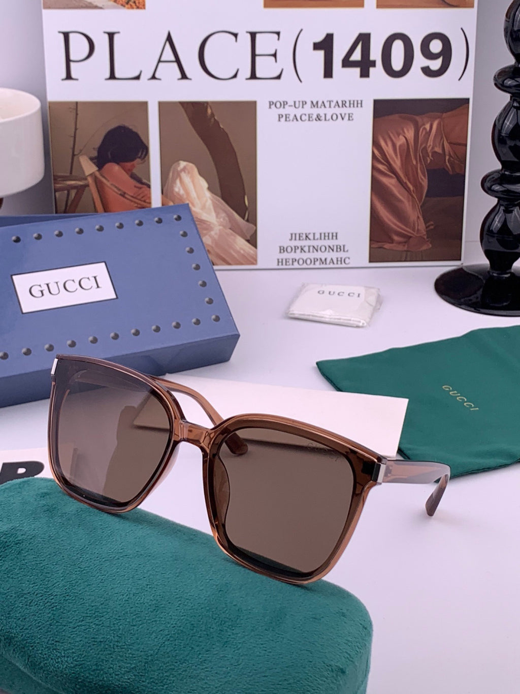 Gucci G9940 Polarized Square Black Lens Sunglasses for Men & Women - detail image 5