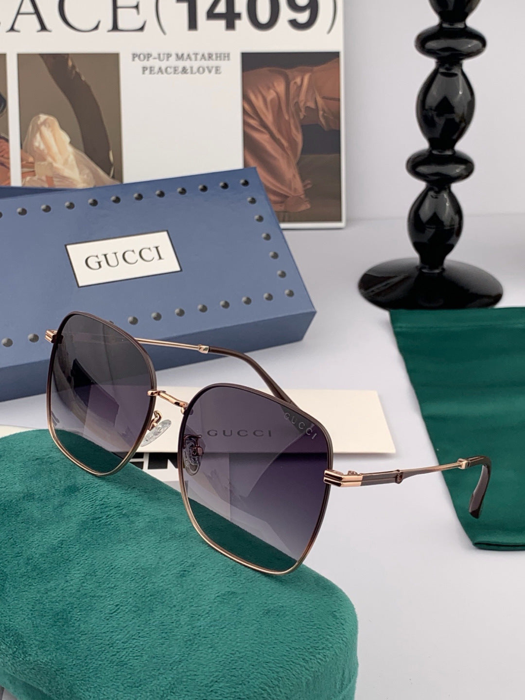 Gucci G2322 Polarized Round Red Lens Sunglasses for Men & Women - 493392