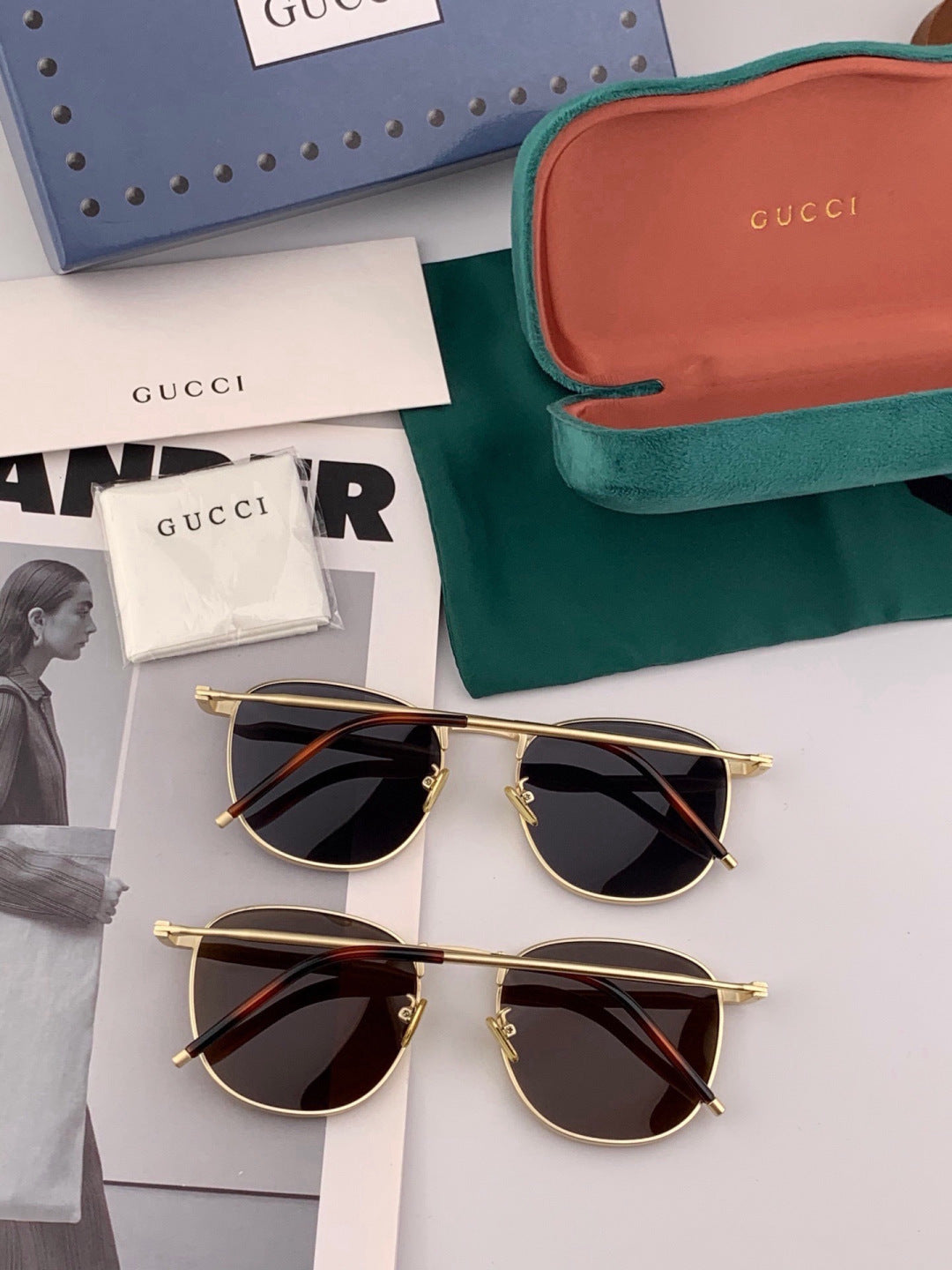 Gucci 7805 Polarized Aviator Black Lens Sunglasses for Men & Women - detail image 5
