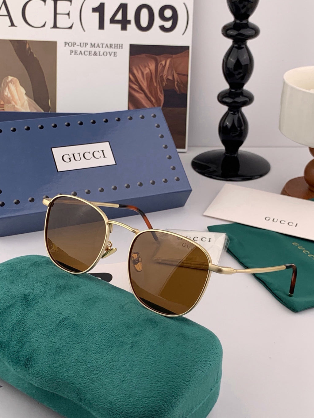 Gucci 7805 Polarized Aviator Black Lens Sunglasses for Men & Women - detail image 4