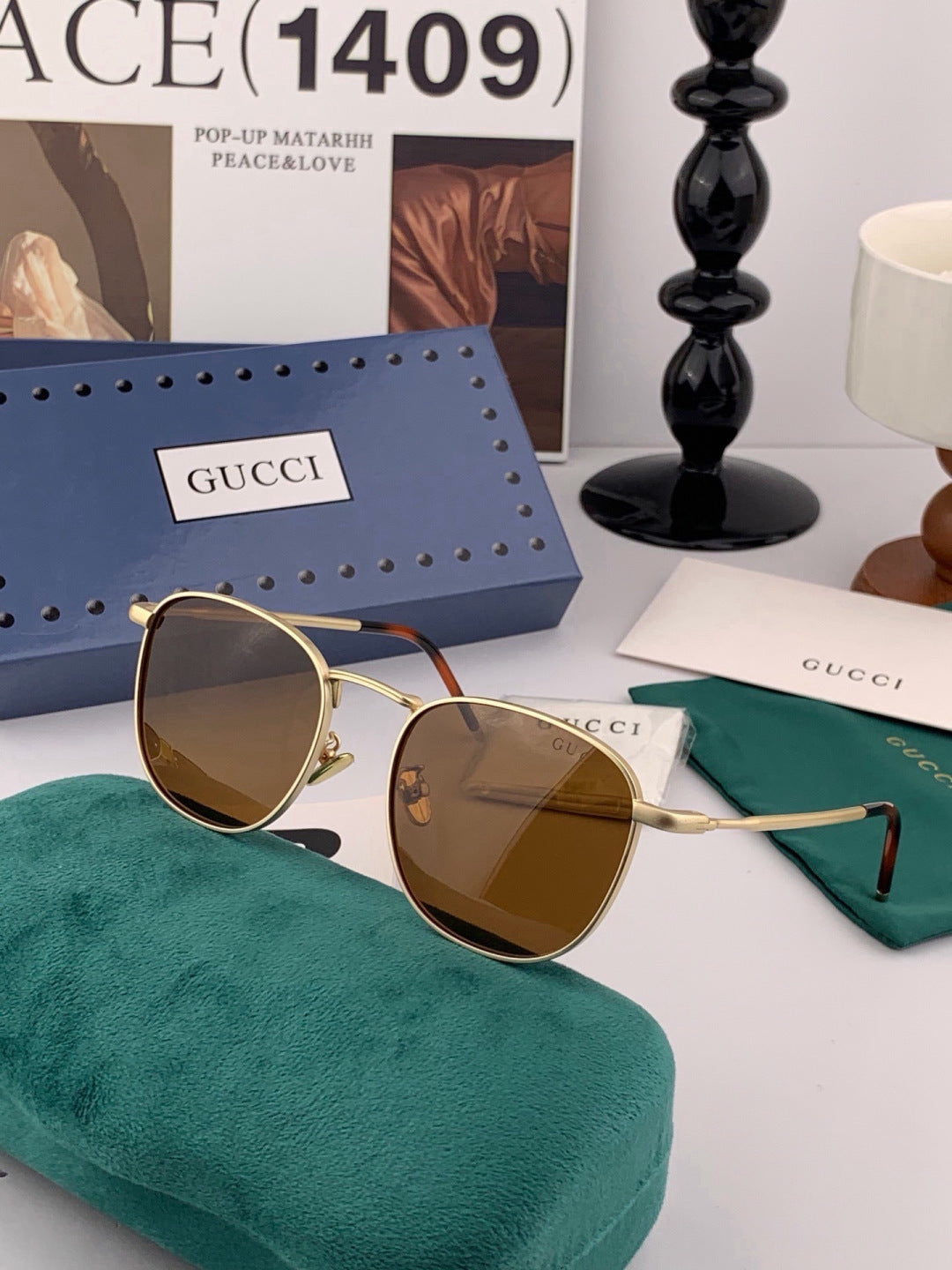 Gucci 7805 Polarized Aviator Black Lens Sunglasses for Men & Women - detail image 4