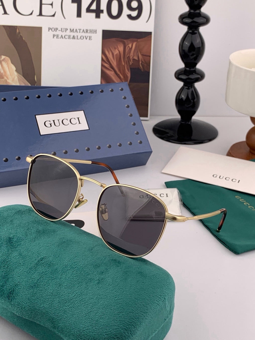 Gucci 7805 Polarized Aviator Black Lens Sunglasses for Men & Women - detail image 3