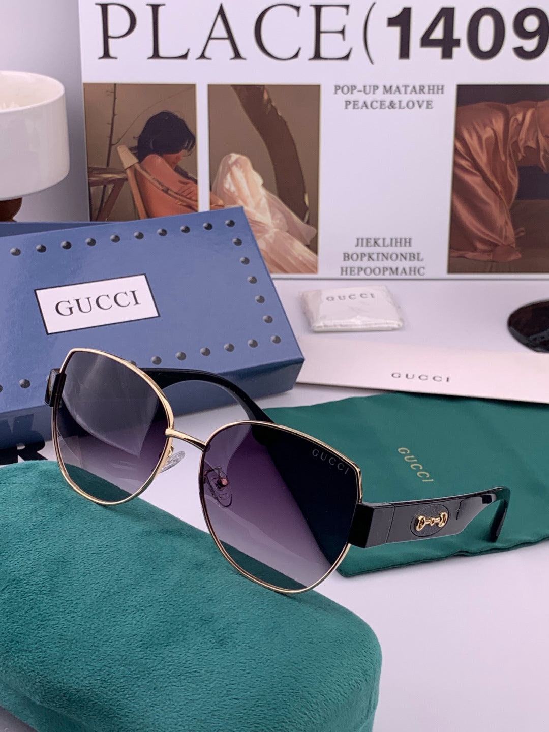Gucci G1379 Metal Square Gold Lens Sunglasses for Men & Women - 493397 - detail image 3