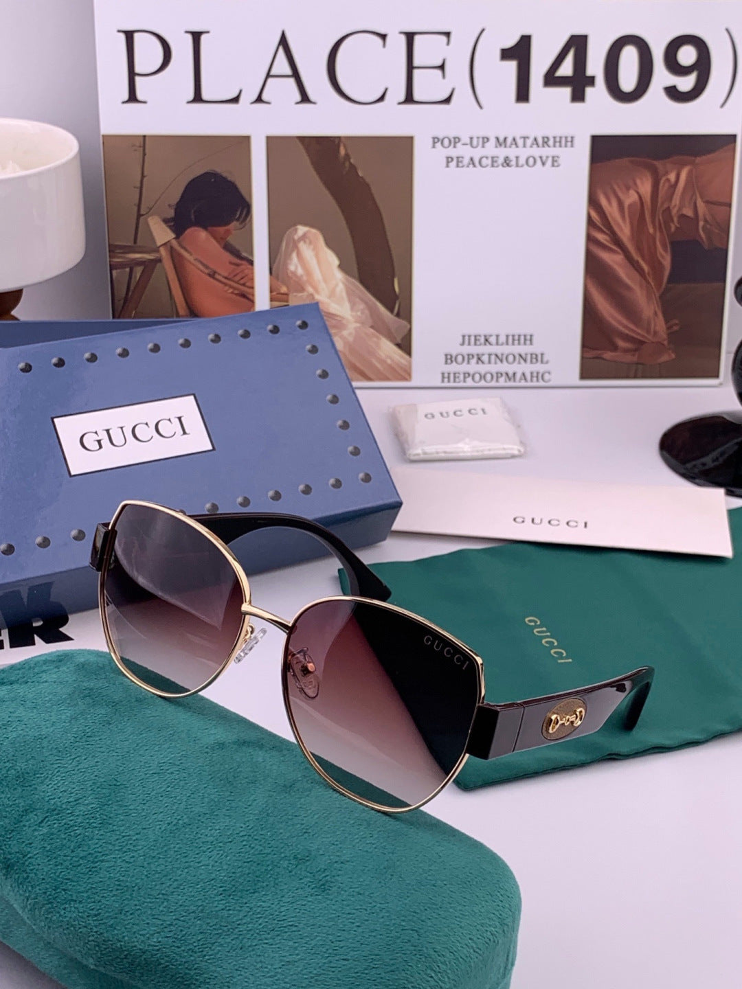 Gucci G1379 Metal Square Gold Lens Sunglasses for Men & Women - 493397