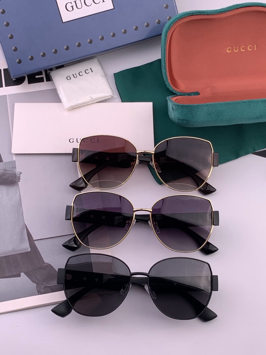 Gucci G1379 Metal Square Gold Lens Sunglasses for Men & Women - 493397 - detail image 7