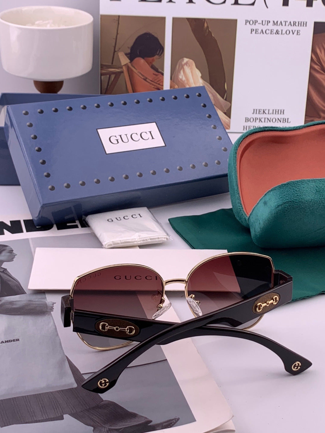 Gucci G1379 Metal Square Gold Lens Sunglasses for Men & Women - detail image 4
