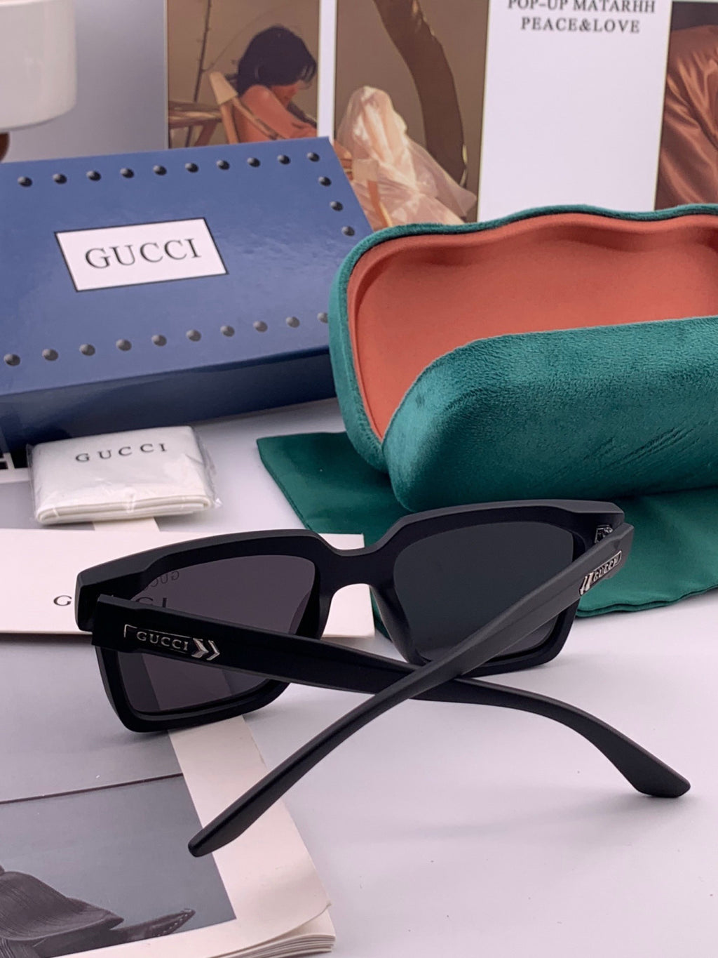 Gucci G8511 Polarized Square Gold Lens Sunglasses for Women - detail image 5