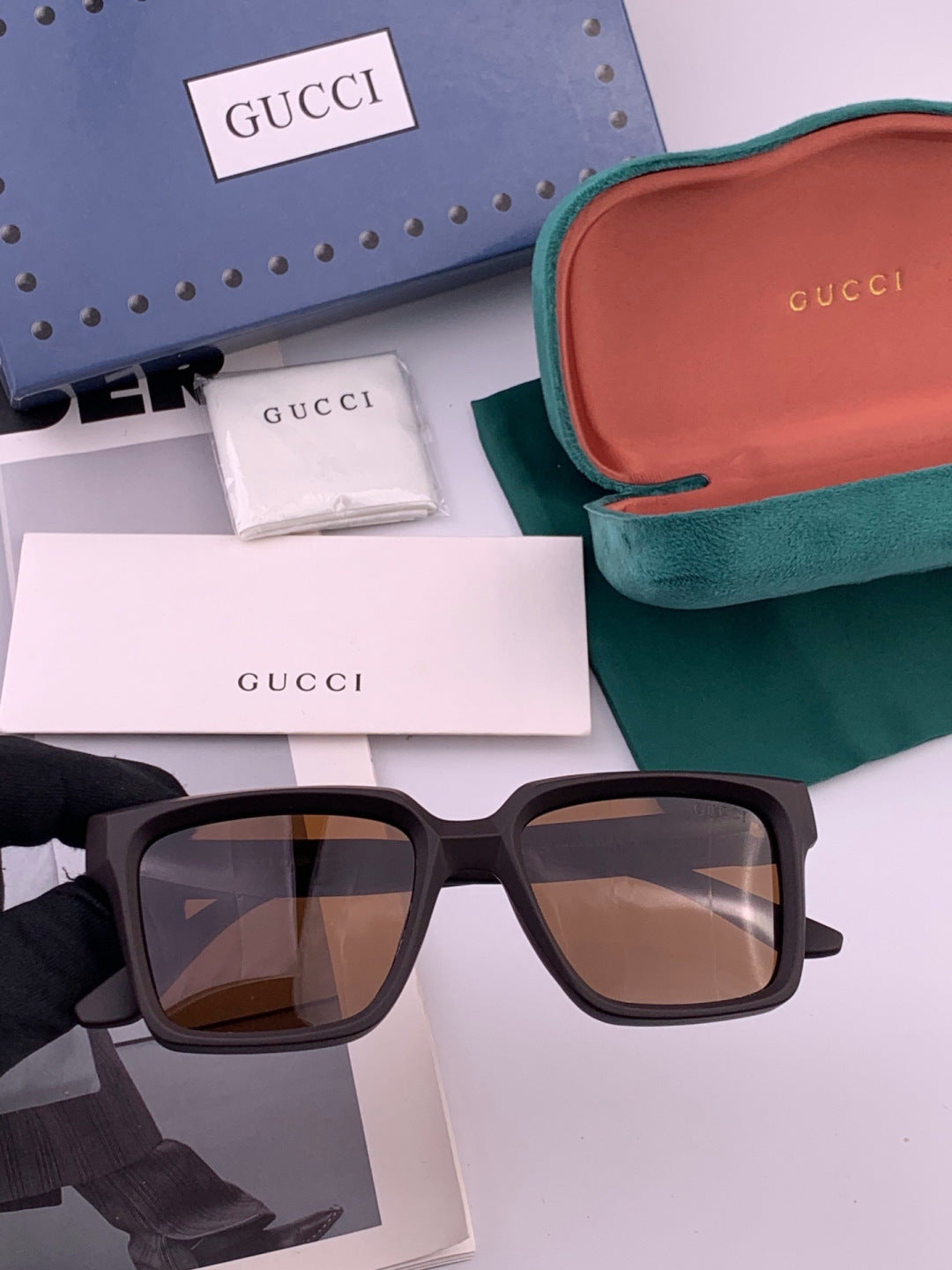 Gucci G8511 Polarized Square Gold Lens Sunglasses for Women