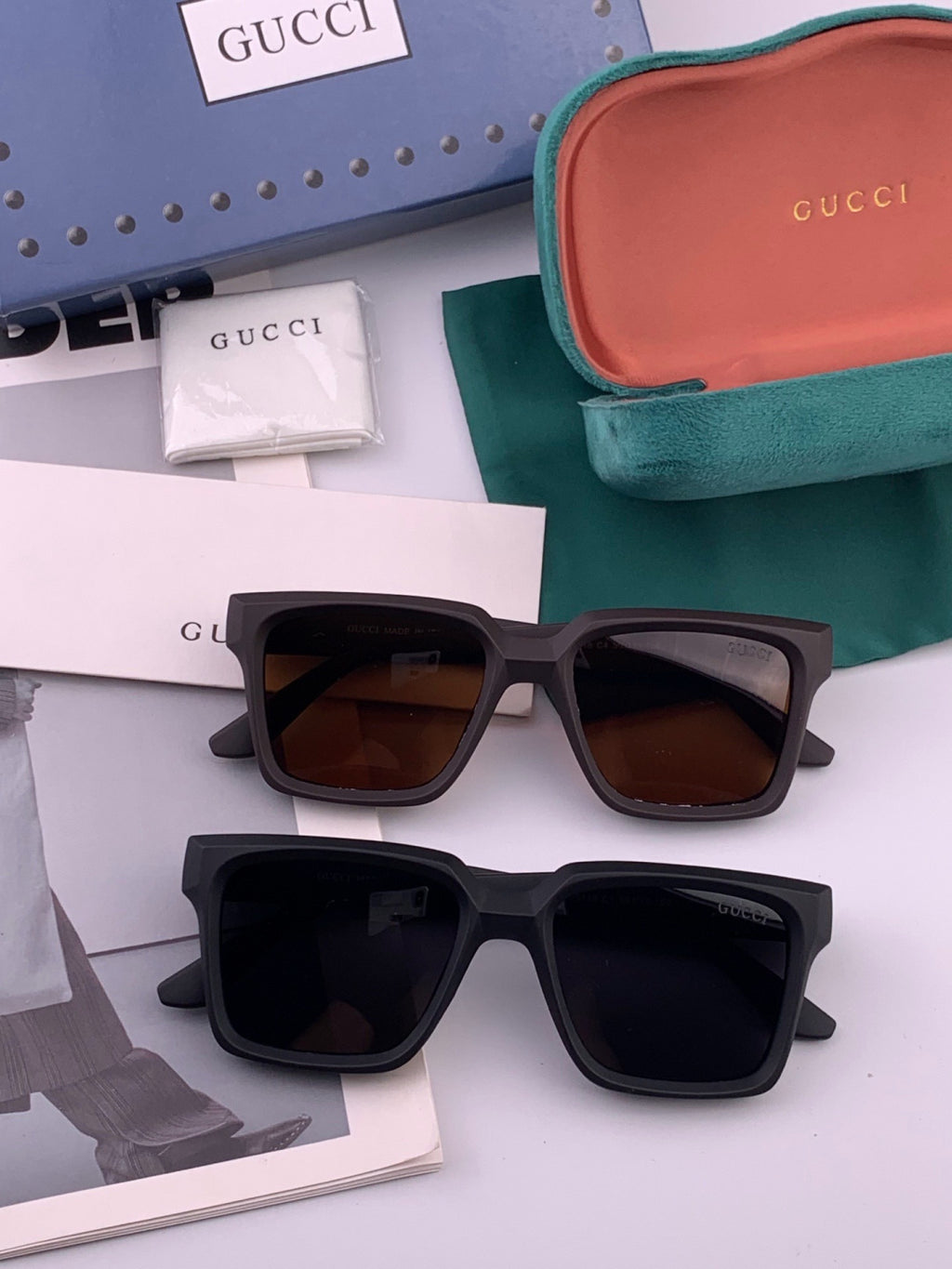 Gucci G8511 Polarized Square Gold Lens Sunglasses for Women - detail image 7