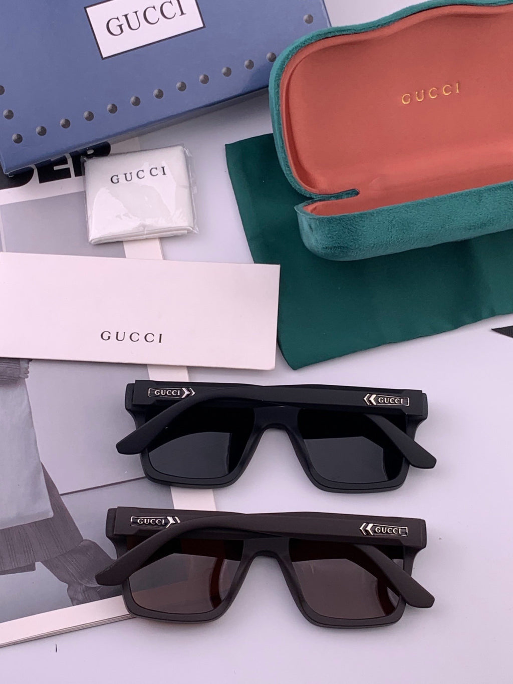 Gucci G8511 Polarized Square Gold Lens Sunglasses for Women - detail image 6