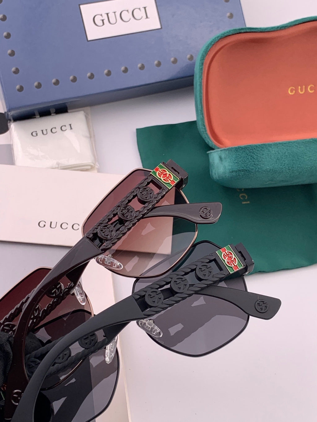 Gucci G1370 Metal Square Pink Lens Sunglasses for Men & Women - 493400 - detail image 4
